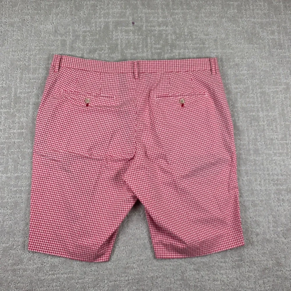 Uniqlo Mens Red White‎ Gingham Shorts XL Waist 38 Stretch Flat Front Preppy NWOT